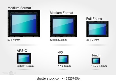 Digital camera sensor format (on scale 1:1)