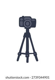 digital camera setup on tripod flat design