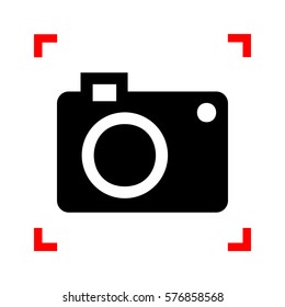 Digital camera sign. Black icon in focus corners on white background. Isolated.