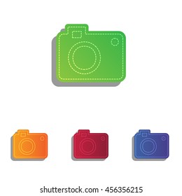 Digital camera sign. Colorfull applique icons set.