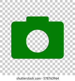 Digital camera sign. Dark green icon on transparent background.