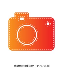 Digital camera sign. Orange applique isolated.