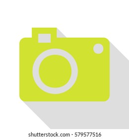 Digital camera sign. Pear icon with flat style shadow path.