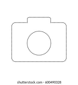 Digital camera sign. Vector. Black dotted icon on white background. Isolated.