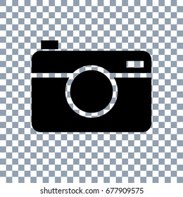 Digital Camera Sign. Vector. Black Icon On Transparent Background