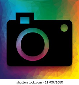 Digital camera sign. Vector. Flat style black icon on white.