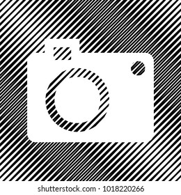 Digital camera sign. Vector. Icon. Hole in moire background.
