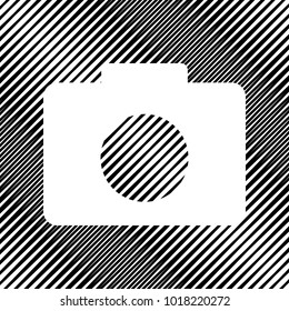 Digital camera sign. Vector. Icon. Hole in moire background.
