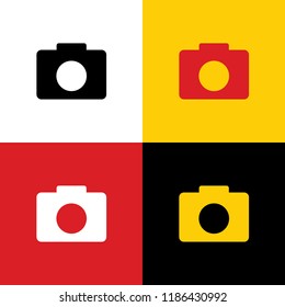 Digital camera sign. Vector. Icons of german flag on corresponding colors as background.