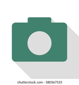 Digital camera sign. Veridian icon with flat style shadow path.