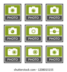 digital camera signs and icons set in vector