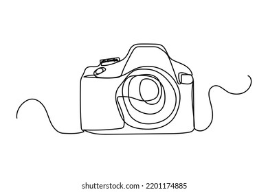 digital camera single continuous line hand drawn illustration vector design
