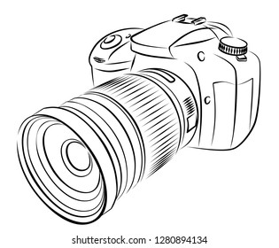 Detailed Sketch Digital Camera Illustration Stock Vector (Royalty Free ...