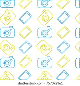 digital camera and smartphone technology objects background