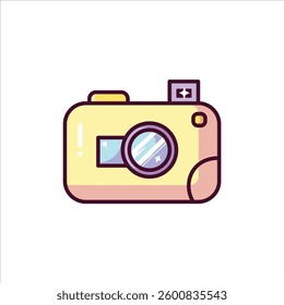 Digital camera with soft pastel color and editable vector.