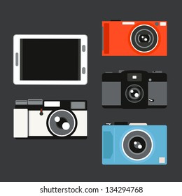 digital camera and tablet. vector