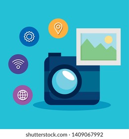 digital camera technology with wifi and location sign