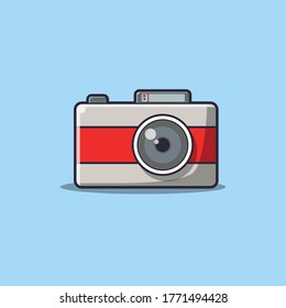 Digital camera vector icon illustration. An optical instrument for record images or videos, holiday, summer, and traveling. Vector flat style cartoon illustration.