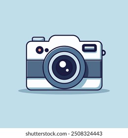 Digital Camera Vector Icon Illustration. Camera Icon Concept White Isolated. Flat Cartoon Style