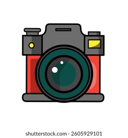 Digital Camera Vector Icon Illustration. Camera Icon Concept White Isolated. Flat Cartoon Style