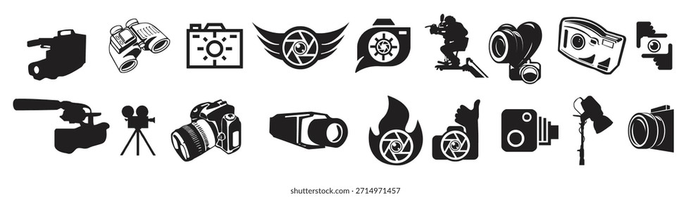 colección de silueta de Vector de cámara digital
