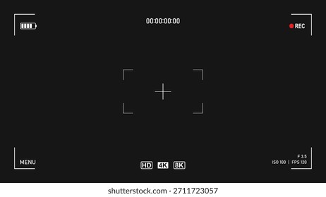 Video Marco de la exhibición de la pantalla de grabación de la superposición del visor de la cámara digital con diseño del Vector de los indicadores