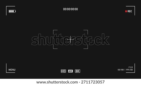 Digital camera viewfinder overlay recording screen video display frame with indicators vector design