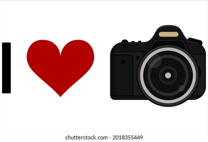 Cámara digital, Día Mundial de la Fotografía, fotografía, me encanta fotografiar, corazón, imagen vectorial