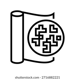 Vector de icono de línea de tela de patrón de camuflaje digital. Muestra de tela de patrón de camuflaje digital. Ilustración negra de símbolo de contorno aislado