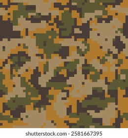 Digital camo. Seamless camouflage pattern. Military modern texture. Dark green, forest colors. Vector fabric, textile print