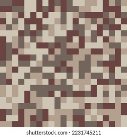 Digital camouflage in brown tones. Seamless vector pattern. Pixel grid for military themes and creative ideas