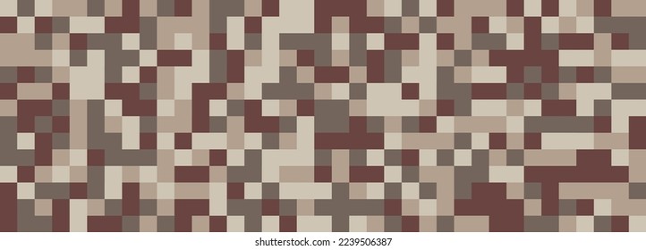 Digital camouflage in brown tones. Seamless vector pattern. Pixel grid for military themes and creative ideas