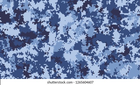 digital camouflage. navy blue sea color pattern