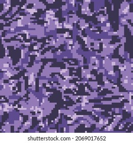 Digital camouflage pattern background, seamless vector . Classic military clothing style. Masking army camo, repeat print for Wallpapers or prints on fabric. Purple colors, violet texture.