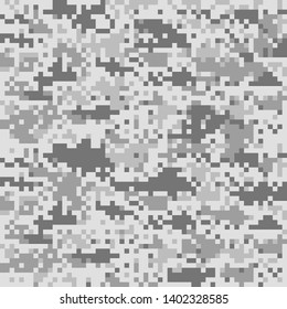 Digital camouflage pattern, seamless camo texture. Abstract pixelated military style background. Easy to edit mosaic vector illustration.