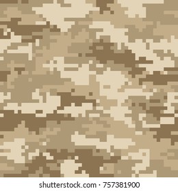 Digital camouflage pattern, seamless camo texture. Abstract pixelated military style background. Easy to edit mosaic vector illustration