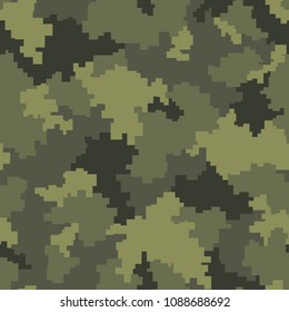 Digital camouflage seamless pattern. Abstract military geometric modern camo background. Vector illustration.