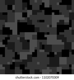 Digital camouflage seamless pattern. Abstract geometric square pixel military background. Vector illustration.