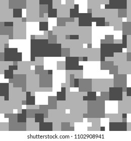Digital camouflage seamless pattern. Abstract geometric square pixel military background. Vector illustration.