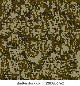 Digital camouflage seamless pattern. Abstract geometric military texture. Repeating modern stylish fabric textile background Fashion Pixel Camo
