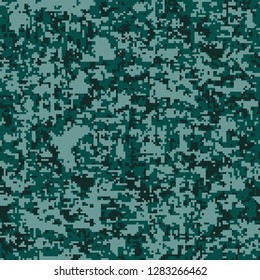 Digital camouflage seamless pattern. Abstract colorful military texture. Repeating modern stylish fabric textile background. Fashion Pixel Camo.