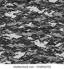 Digital camouflage seamless pattern. Abstract modern pixel camo texture for army and hunting fabric and fashion print. Vector background in military style.