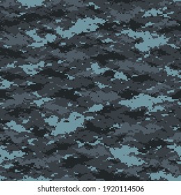 Digital camouflage seamless pattern. Abstract modern pixel camo texture for army and hunting fabric and fashion print. Vector background in military style.