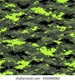 Digital camouflage seamless pattern. Abstract modern pixel camo texture for army and hunting fabric and fashion print. Vector background in military style.