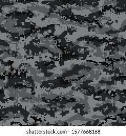 Digital camouflage seamless pattern, black and gray. Vector