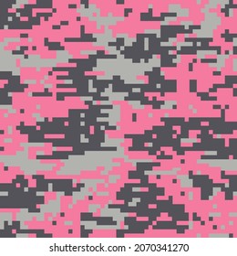 Digital camouflage seamless pattern. Military texture. Abstract army or hunting masking ornament. Pixel background. Vector design illustration.