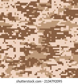 Digital camouflage seamless pattern. Military texture. Abstract army or hunting masking ornament. Pixel background. Vector design illustration.