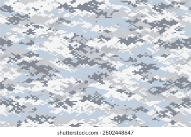 Digital Camouflage Seamless Pattern Vector Urban Arctic Winter Camo Texture Background