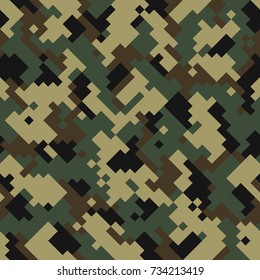 Digital camouflage seamless pattern. Vector abstract military camo background.