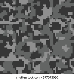 Digital camouflage seamless pattern for your design. Vector black and gray camo texture